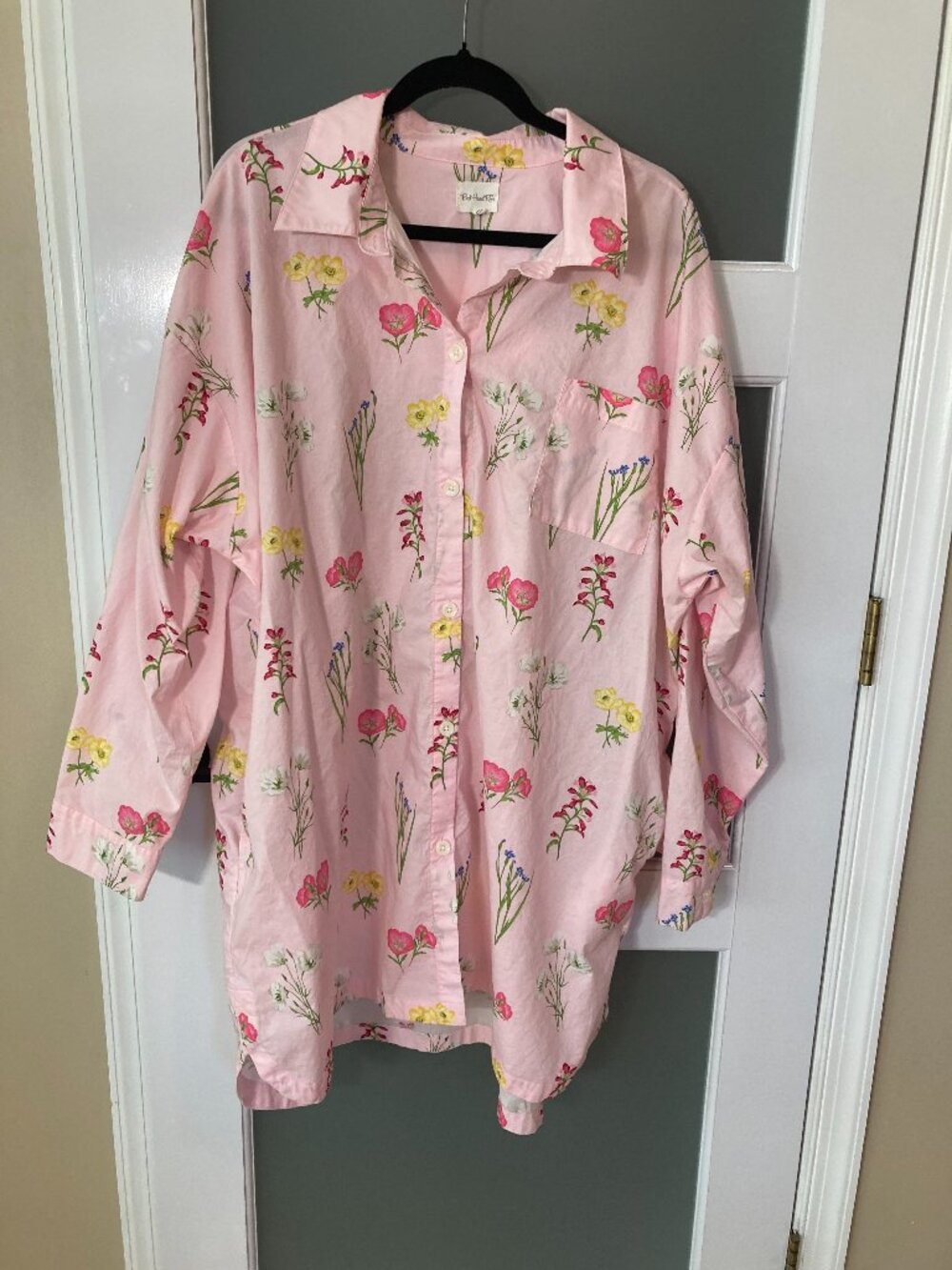BedHead PJs Western Wildflowers Boyfriend Pajama Shirt Pink - 2X - Beautiful!